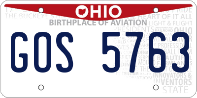 OH license plate GOS5763