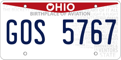 OH license plate GOS5767