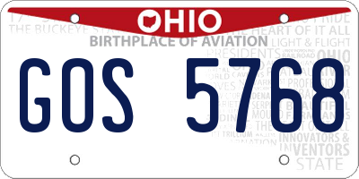 OH license plate GOS5768