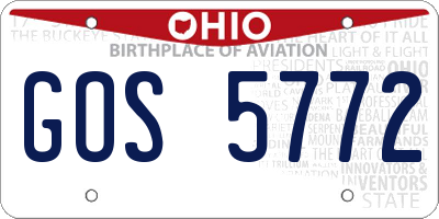 OH license plate GOS5772