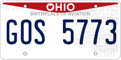 OH license plate GOS5773