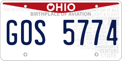 OH license plate GOS5774