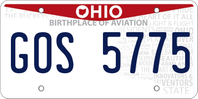 OH license plate GOS5775