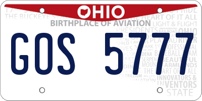 OH license plate GOS5777