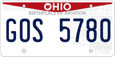 OH license plate GOS5780