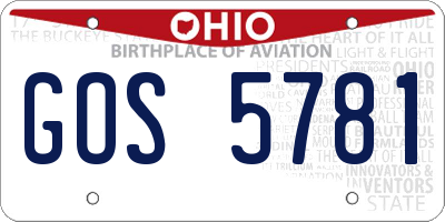 OH license plate GOS5781
