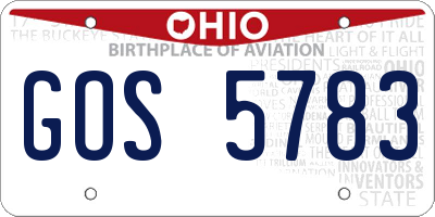 OH license plate GOS5783