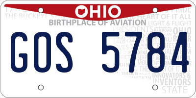 OH license plate GOS5784