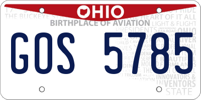 OH license plate GOS5785