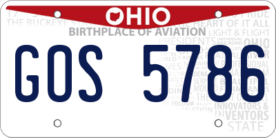 OH license plate GOS5786
