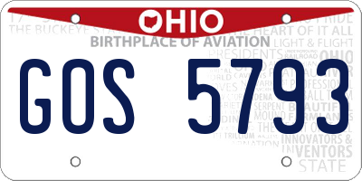 OH license plate GOS5793