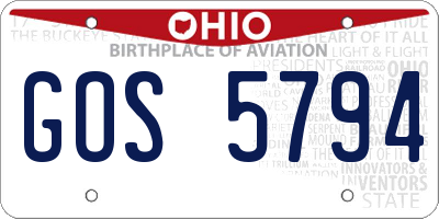 OH license plate GOS5794