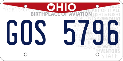 OH license plate GOS5796
