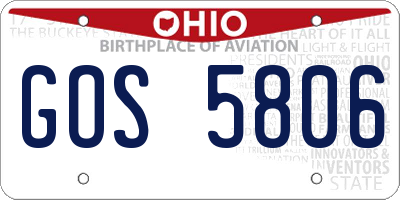 OH license plate GOS5806