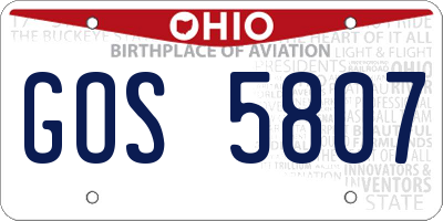 OH license plate GOS5807