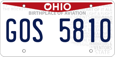OH license plate GOS5810