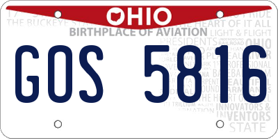OH license plate GOS5816
