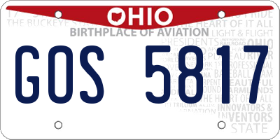 OH license plate GOS5817