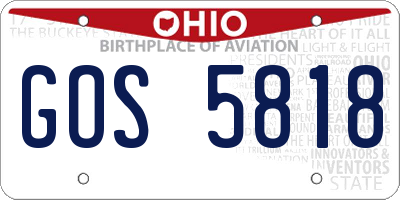 OH license plate GOS5818