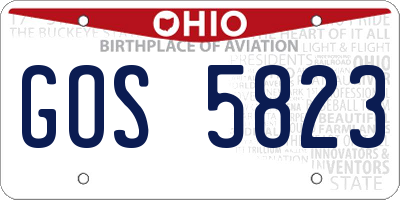 OH license plate GOS5823