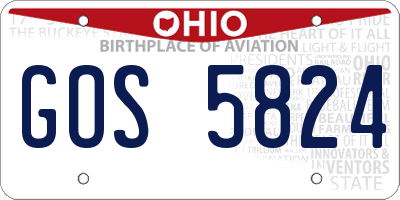 OH license plate GOS5824