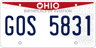 OH license plate GOS5831