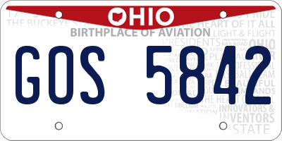 OH license plate GOS5842