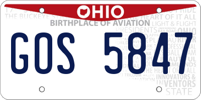 OH license plate GOS5847