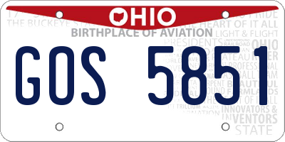 OH license plate GOS5851