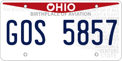 OH license plate GOS5857