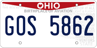 OH license plate GOS5862