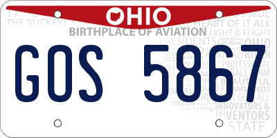 OH license plate GOS5867