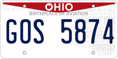 OH license plate GOS5874