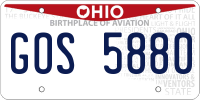 OH license plate GOS5880