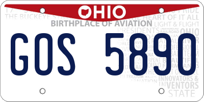 OH license plate GOS5890