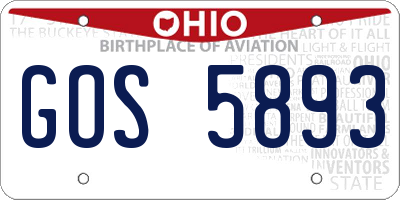 OH license plate GOS5893