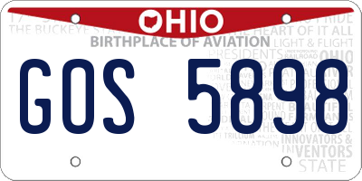 OH license plate GOS5898