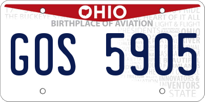 OH license plate GOS5905