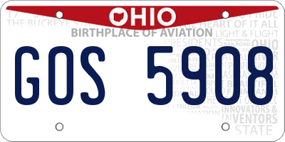 OH license plate GOS5908