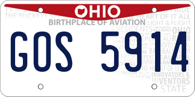 OH license plate GOS5914