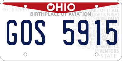 OH license plate GOS5915