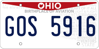 OH license plate GOS5916