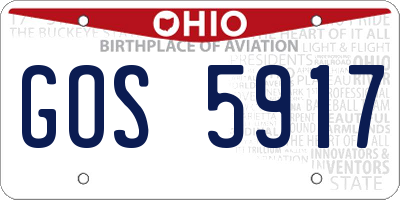 OH license plate GOS5917