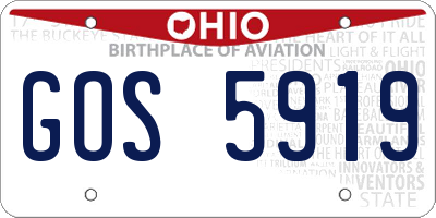 OH license plate GOS5919