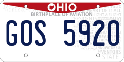 OH license plate GOS5920