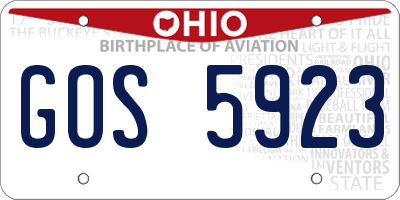 OH license plate GOS5923