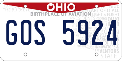 OH license plate GOS5924