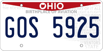 OH license plate GOS5925