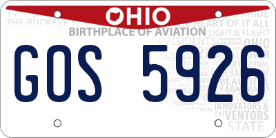 OH license plate GOS5926