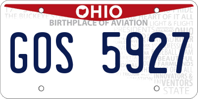 OH license plate GOS5927